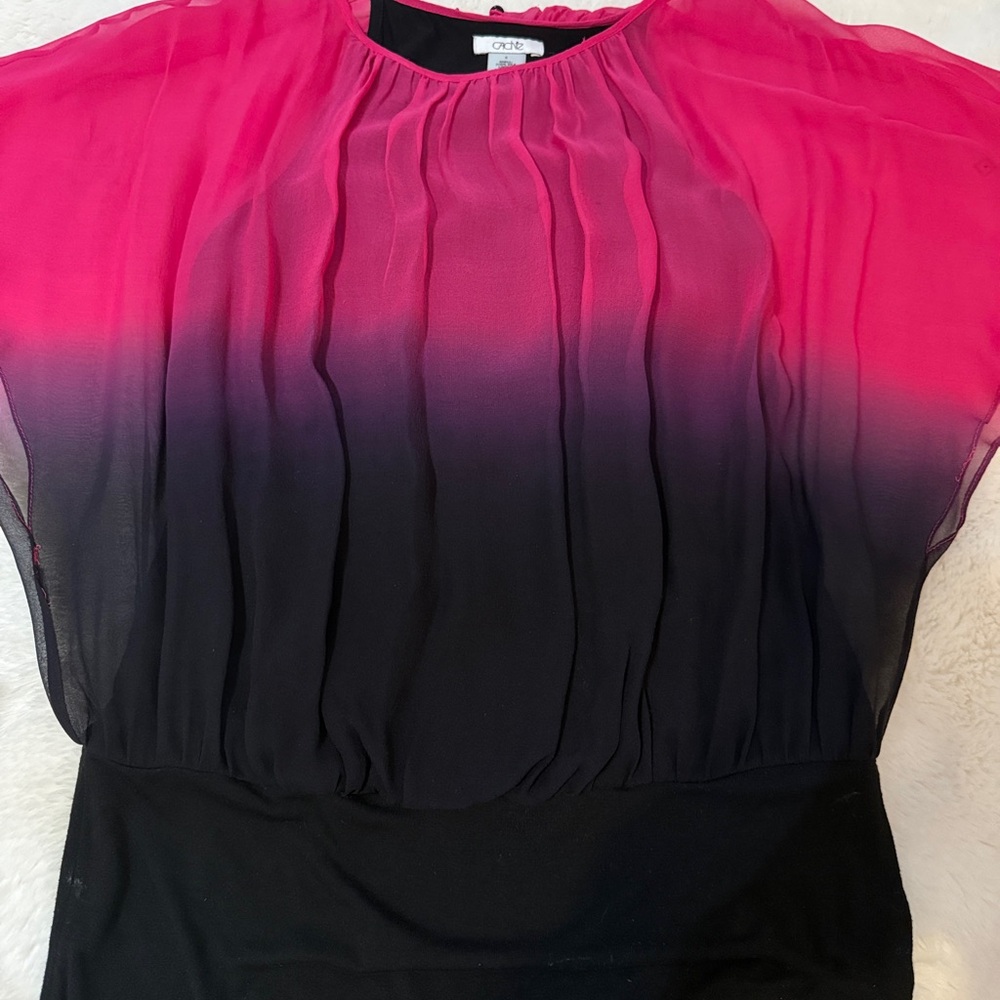 Cache Pink and Black Ombre Blouse